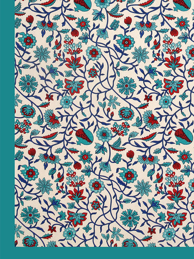 Double Bedsheet With Sea Green Branch Of Pomegranate With Two Pillow Cover