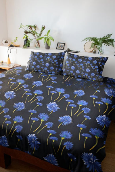 Sun Flower Double Bedsheet Black Color With 2 Pillow covers