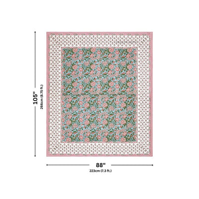 Mughal Garden Floral Sky Blue Double Bedsheet Pure Cotton