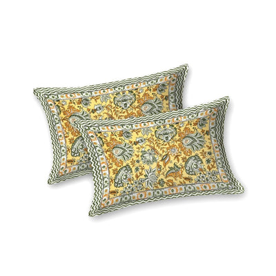 Mughal Garden Floral Sun Yellow Double Bedsheet Pure Cotton