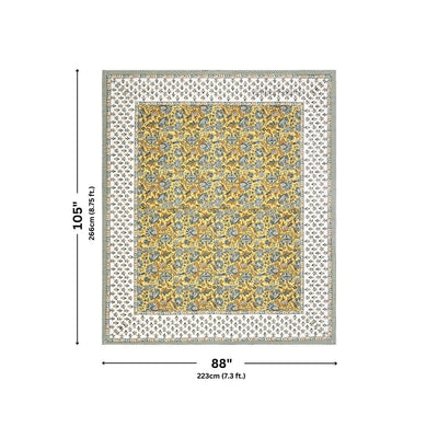 Mughal Garden Floral Sun Yellow Double Bedsheet Pure Cotton