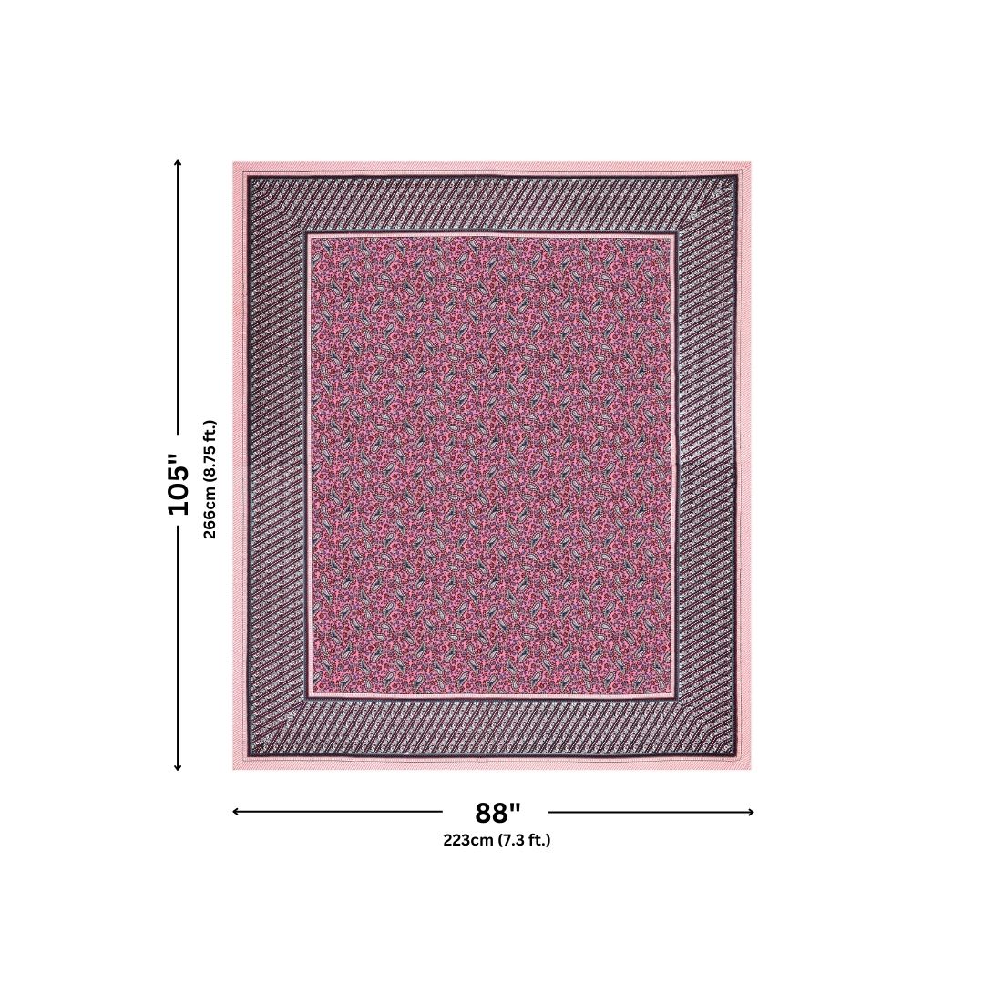 Royal Sanganeri Paisley Pink Double Bedsheet Pure Cotton