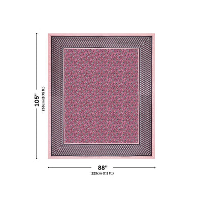 Royal Sanganeri Paisley Pink Double Bedsheet Pure Cotton