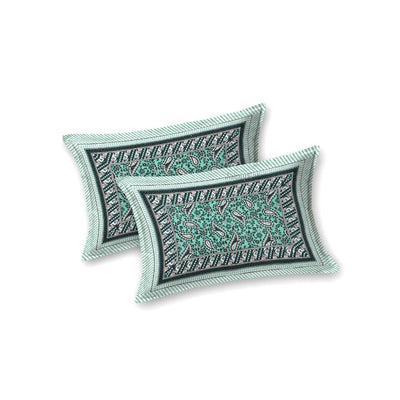 Royal Sanganeri Paisley Teal Green Double Bedsheet Pure Cotton