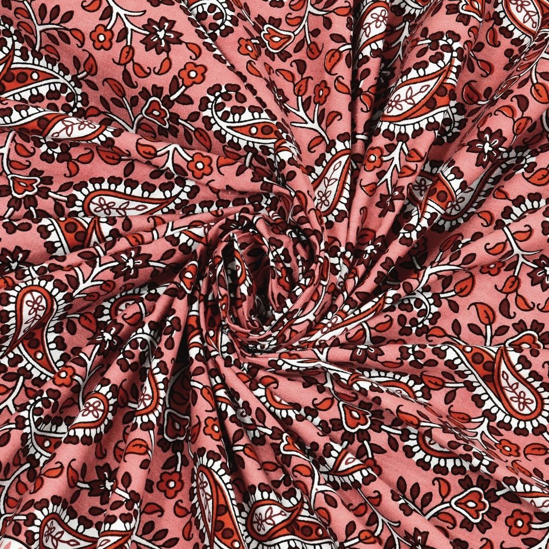 Royal Sanganeri Paisley Rust Red Double Bedsheet Pure Cotton