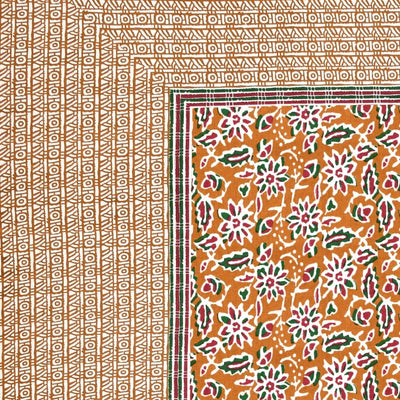 Classic Buta Print Mustard Gold Double Bedsheet Pure Cotton