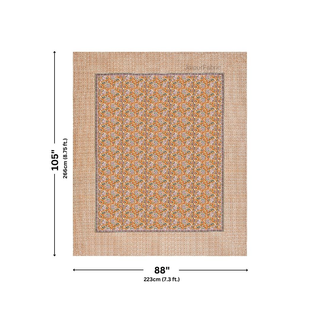 Classic Buta Print Mustard Gold Double Bedsheet Pure Cotton