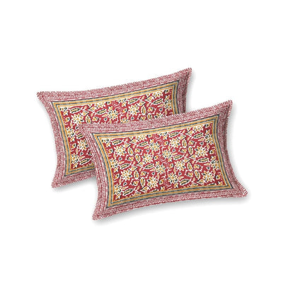 Classic Buta Print Crimson Red Double Bedsheet Pure Cotton