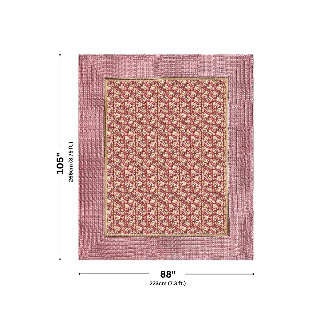 Classic Buta Print Crimson Red Double Bedsheet Pure Cotton