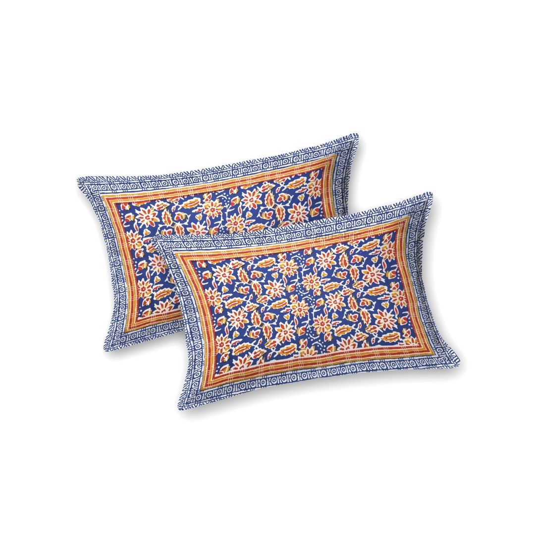 Classic Buta Print Indigo Blue Double Bedsheet Pure Cotton