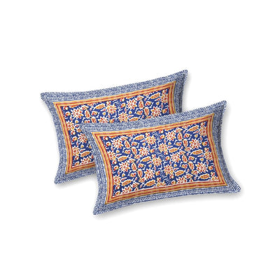 Classic Buta Print Indigo Blue Double Bedsheet Pure Cotton