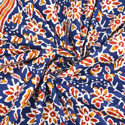 Classic Buta Print Indigo Blue Double Bedsheet Pure Cotton