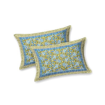 Classic Buta Print Leaf Green Double Bedsheet Pure Cotton