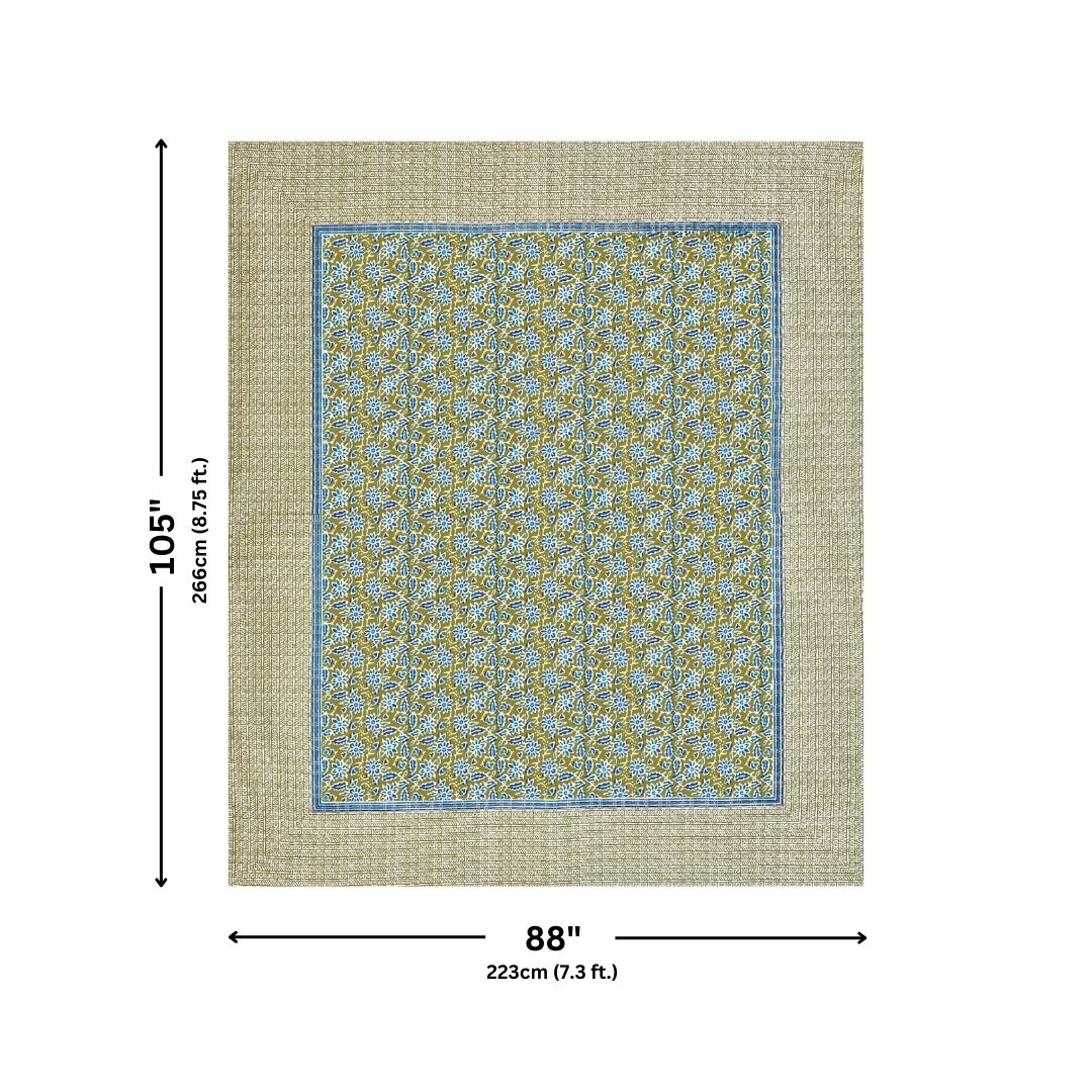 Classic Buta Print Leaf Green Double Bedsheet Pure Cotton