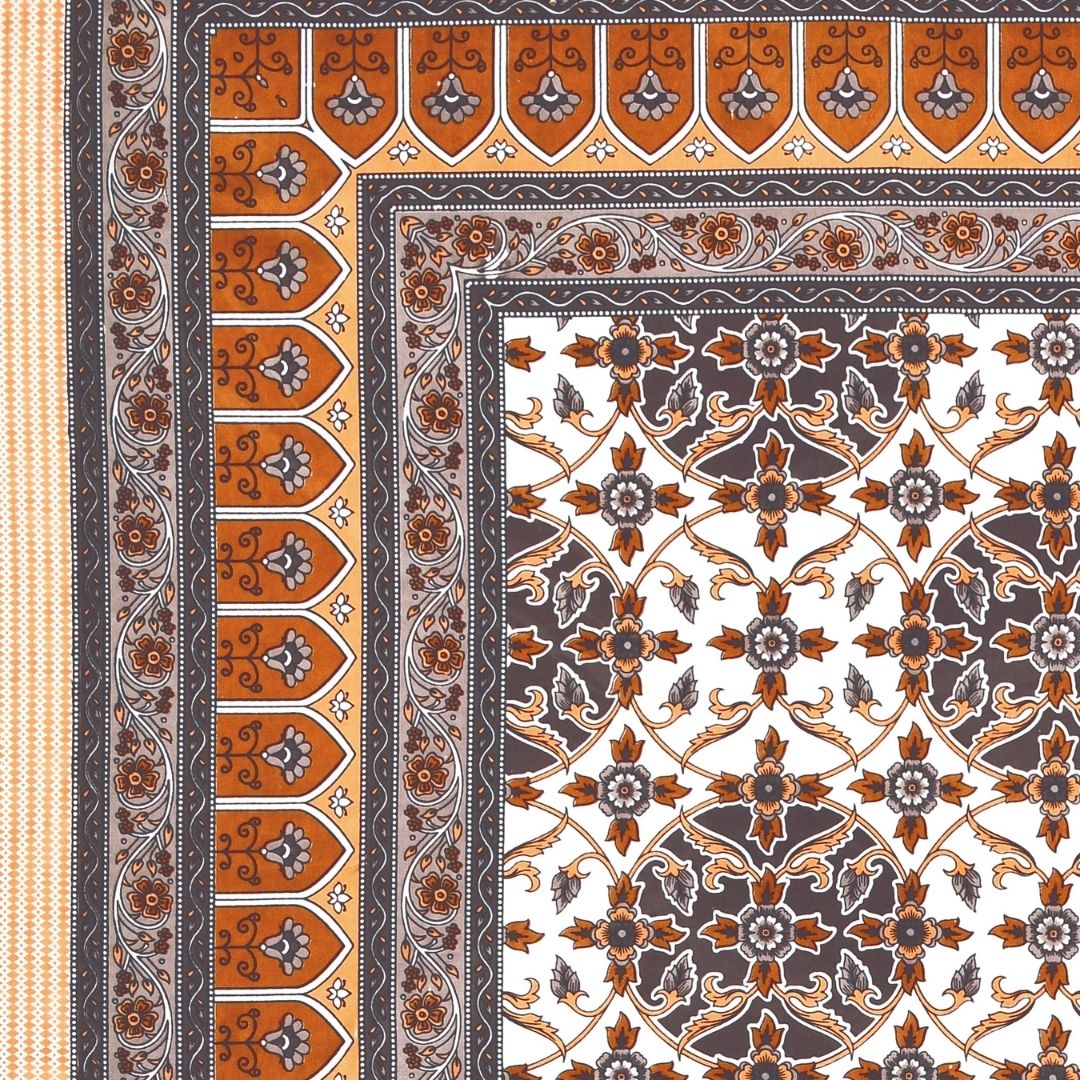 Majestic Jaipuri Mandala Coffee Brown Double Bedsheet Pure Cotton