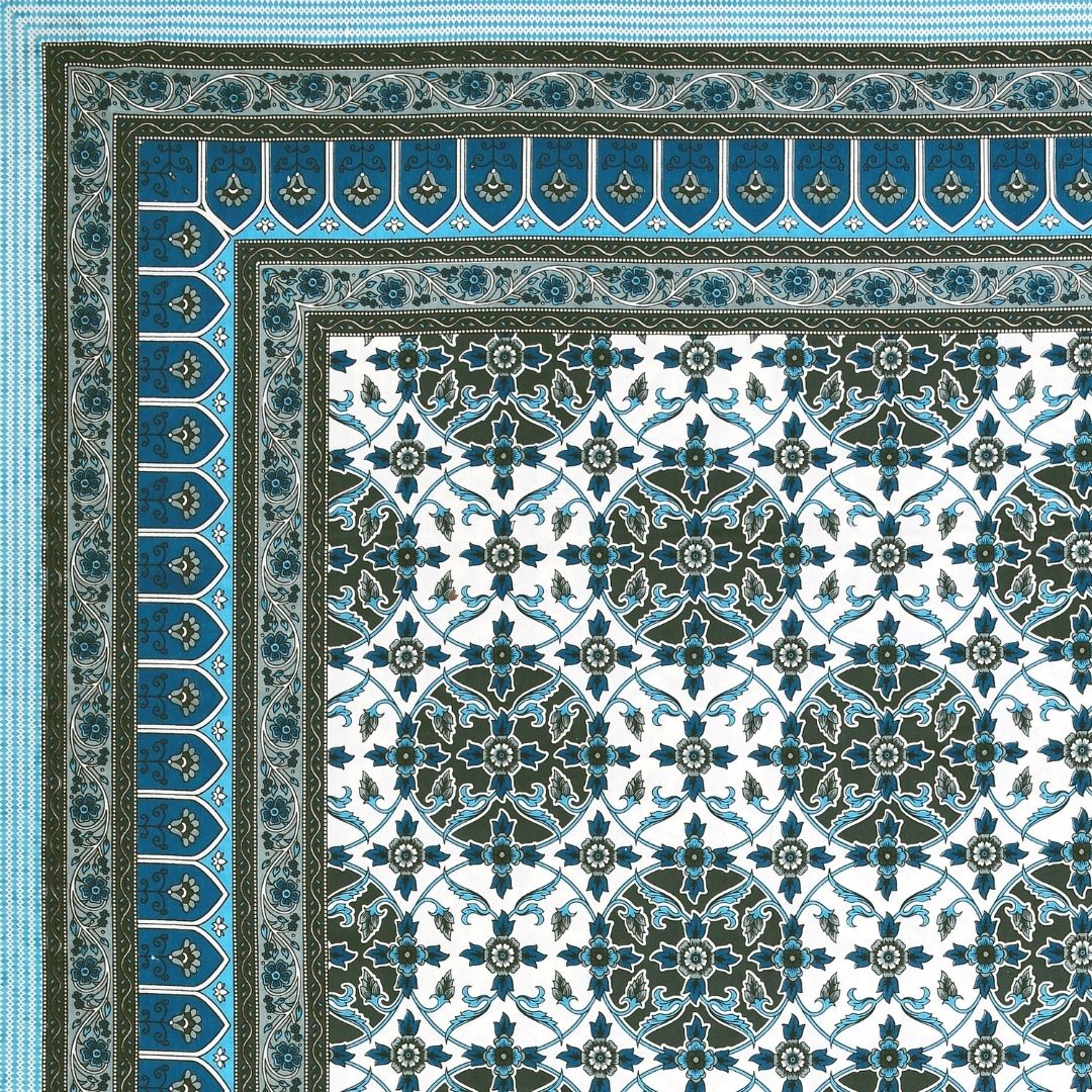 Majestic Jaipuri Mandala Ocean Teal Double Bedsheet Pure Cotton