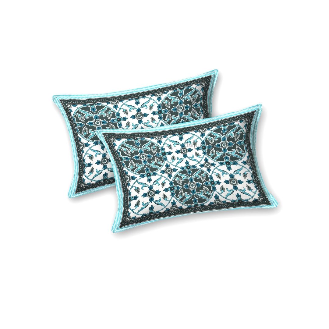 Majestic Jaipuri Mandala Ocean Teal Double Bedsheet Pure Cotton