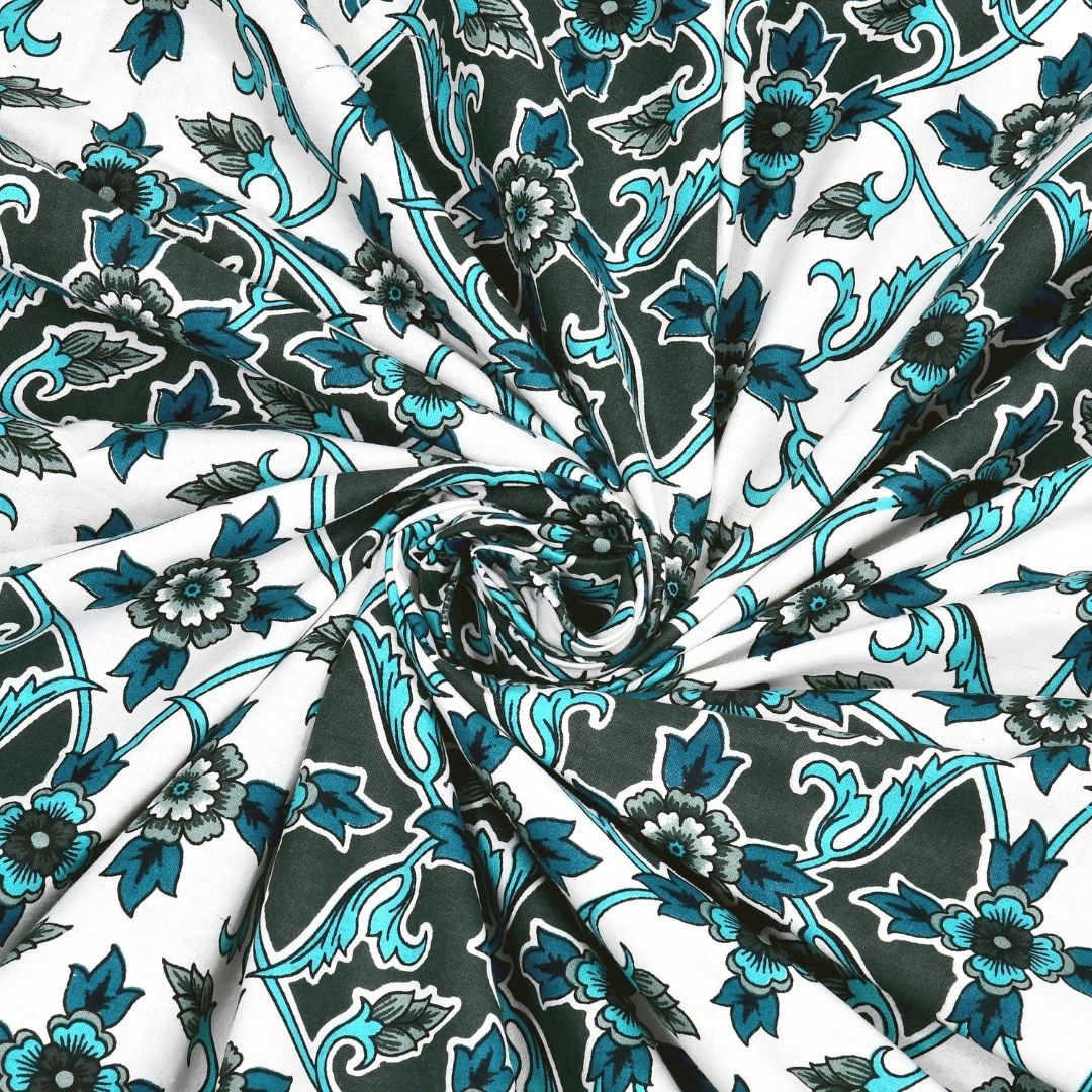 Majestic Jaipuri Mandala Ocean Teal Double Bedsheet Pure Cotton