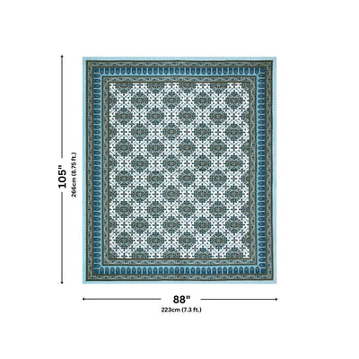 Majestic Jaipuri Mandala Ocean Teal Double Bedsheet Pure Cotton