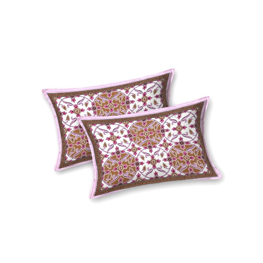 Majestic Jaipuri Mandala Berry Pink Double Bedsheet Pure Cotton