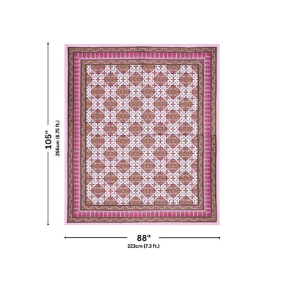 Majestic Jaipuri Mandala Berry Pink Double Bedsheet Pure Cotton