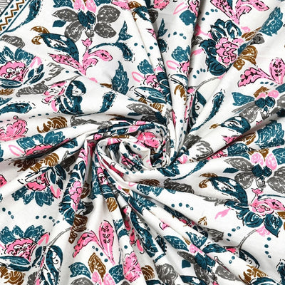 Imperial Floral Bouquet Rose Pink Double Bedsheet Pure Cotton