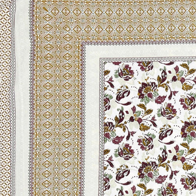 Imperial Floral Bouquet Antique Maroon Double Bedsheet Pure Cotton