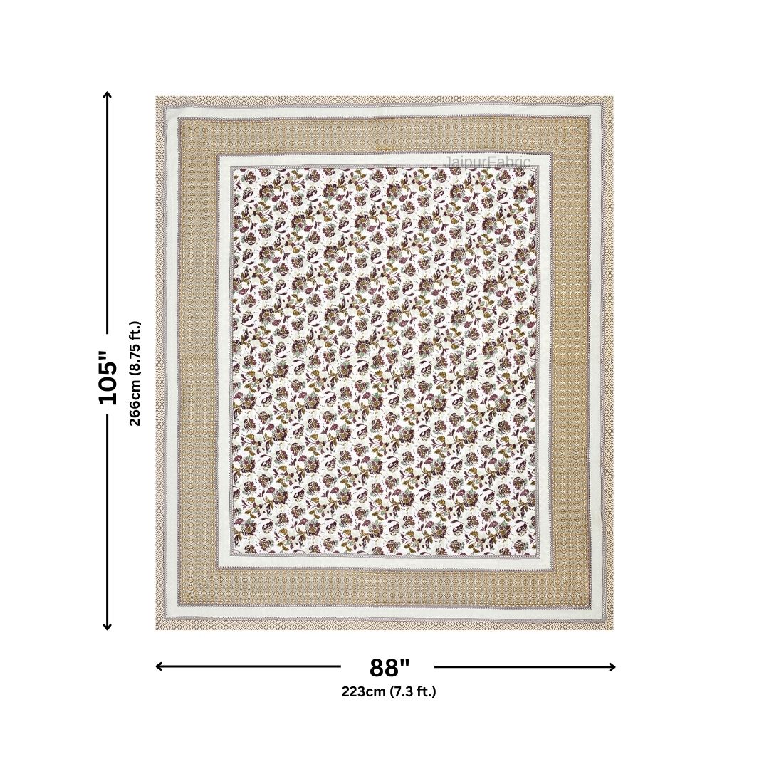 Imperial Floral Bouquet Antique Maroon Double Bedsheet Pure Cotton