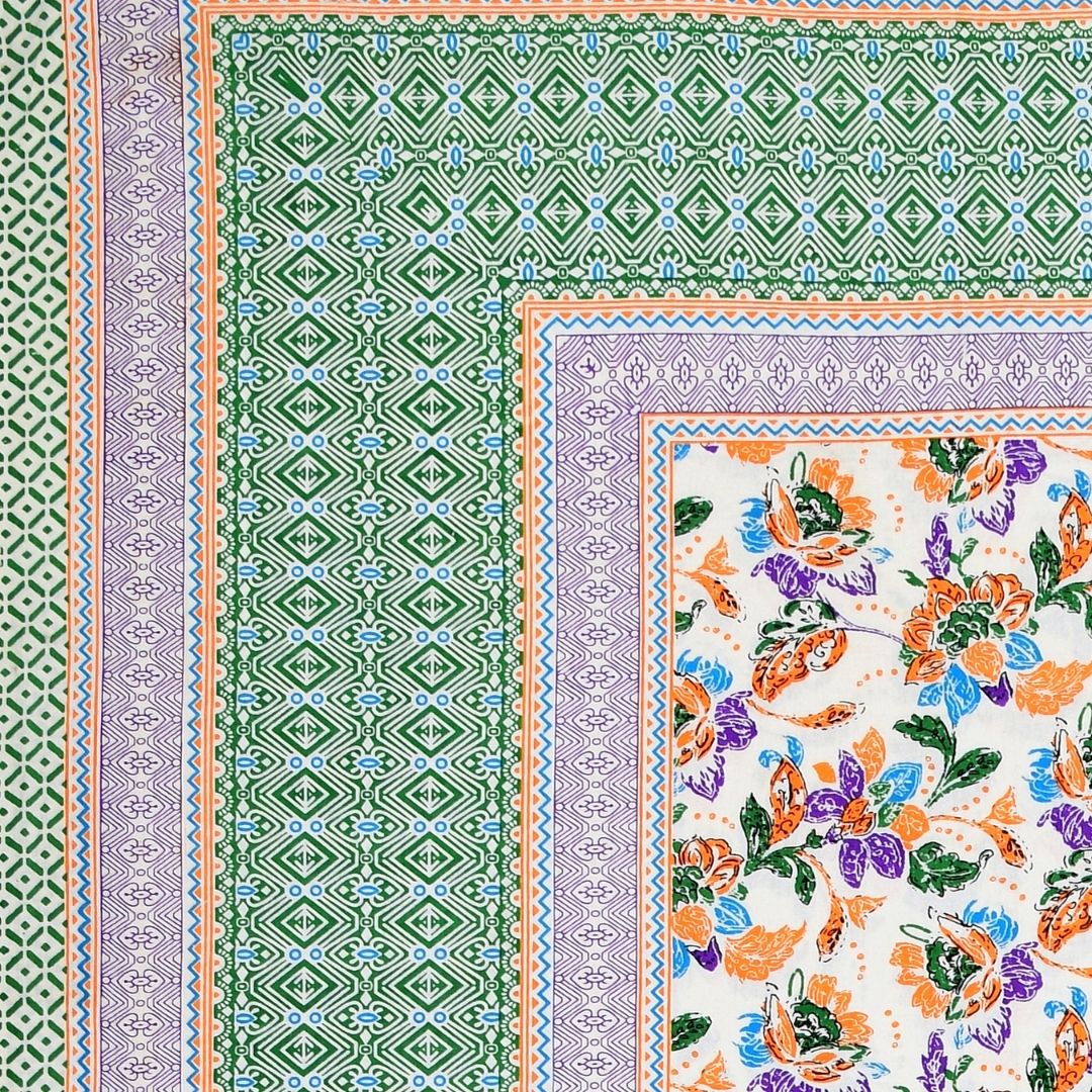 Imperial Floral Bouquet Spring Green Double Bedsheet Pure Cotton