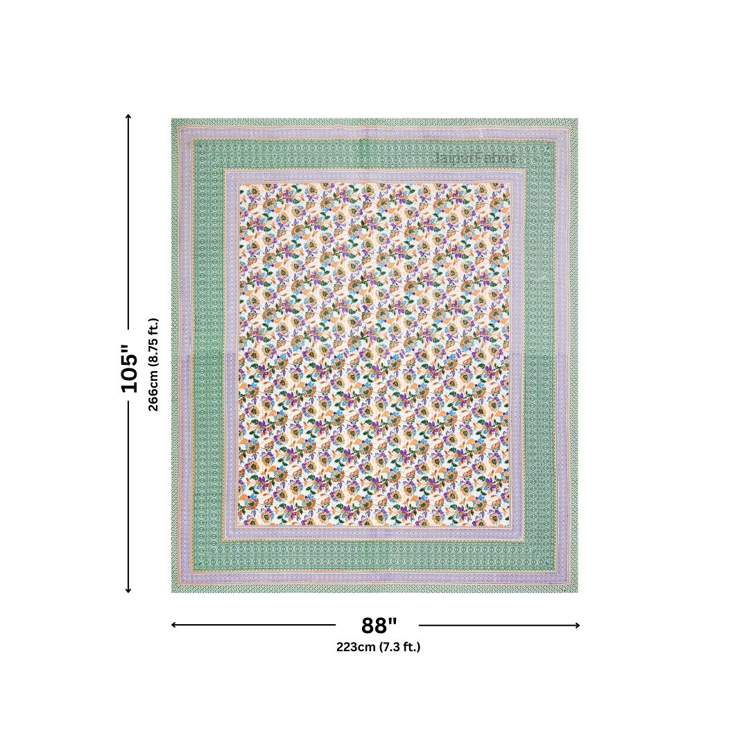 Imperial Floral Bouquet Spring Green Double Bedsheet Pure Cotton