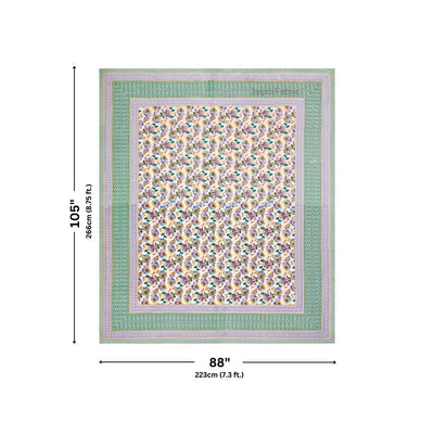 Imperial Floral Bouquet Spring Green Double Bedsheet Pure Cotton