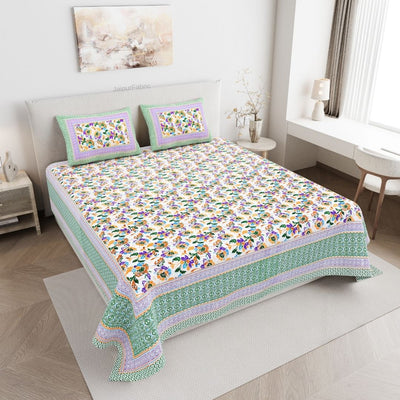 Imperial Floral Bouquet Spring Green Double Bedsheet Pure Cotton