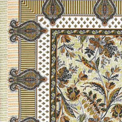 Royal Fern Scroll Cream Yellow Double Bedsheet Pure Cotton