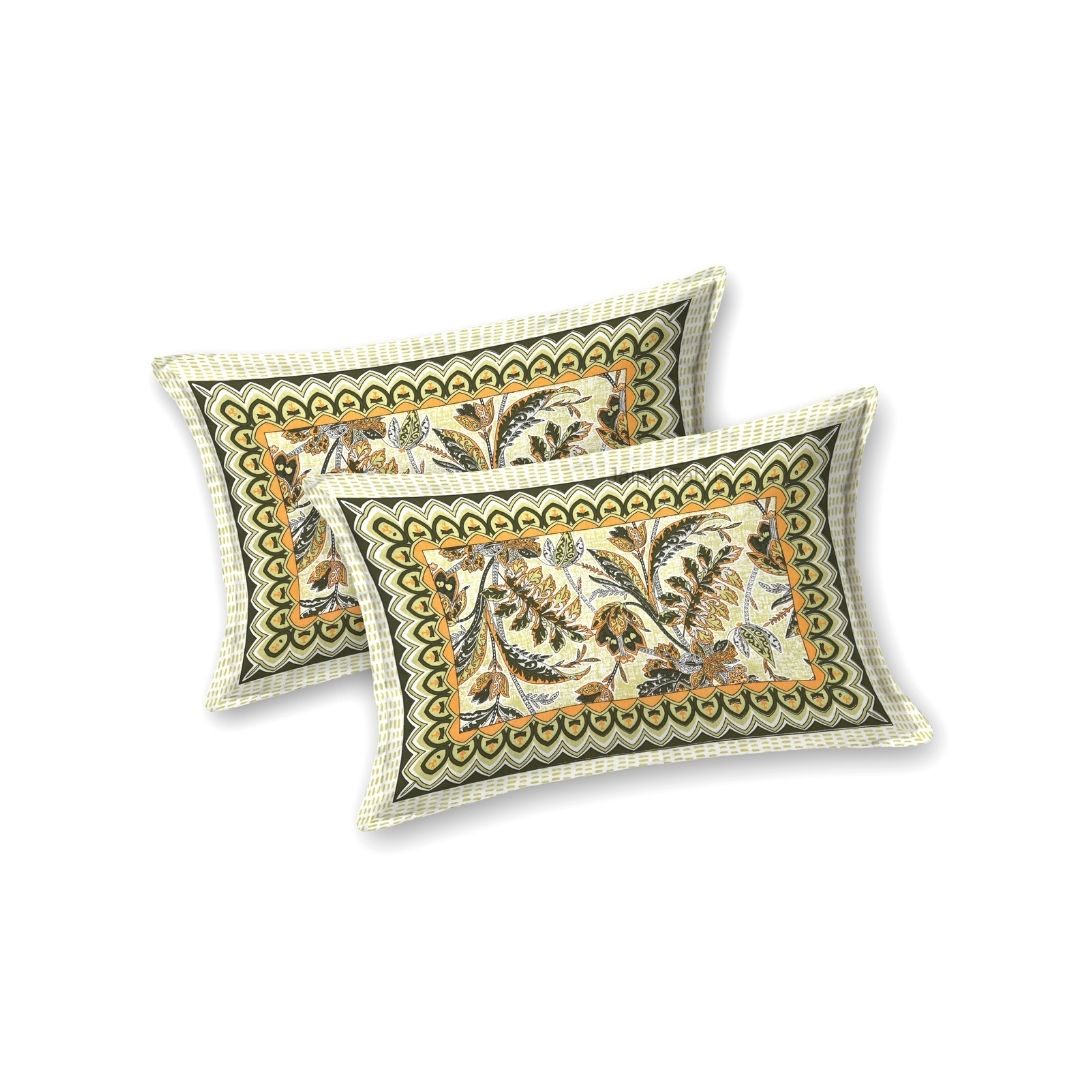 Royal Fern Scroll Cream Yellow Double Bedsheet Pure Cotton