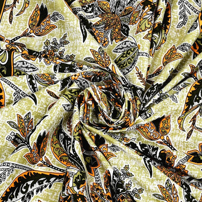 Royal Fern Scroll Cream Yellow Double Bedsheet Pure Cotton
