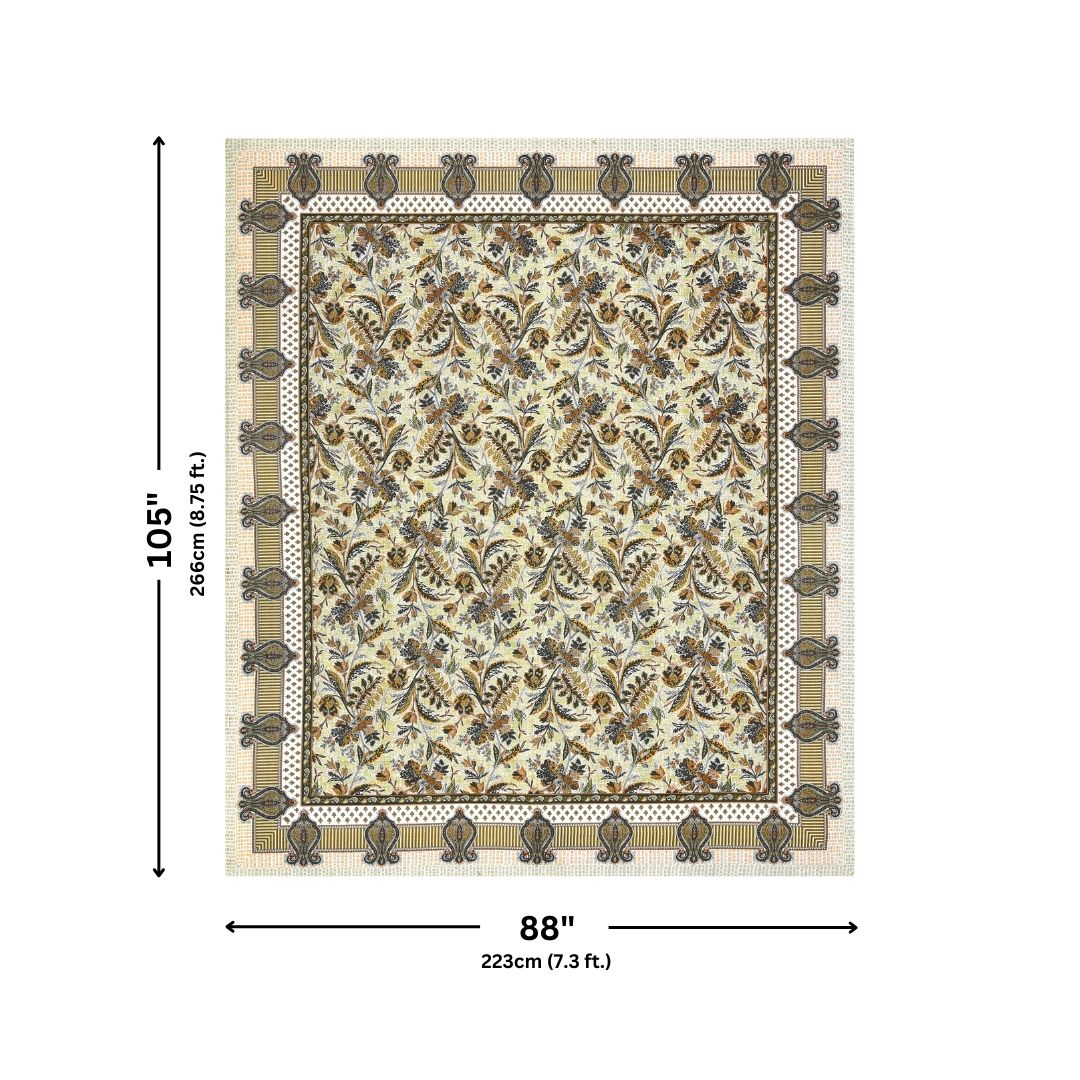 Royal Fern Scroll Cream Yellow Double Bedsheet Pure Cotton
