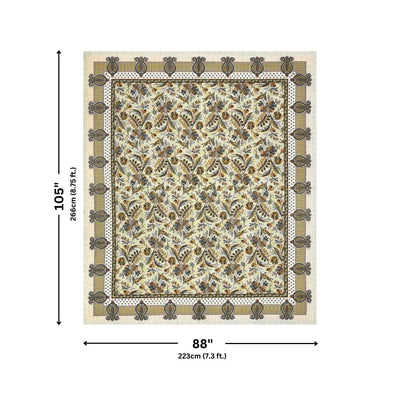 Royal Fern Scroll Cream Yellow Double Bedsheet Pure Cotton