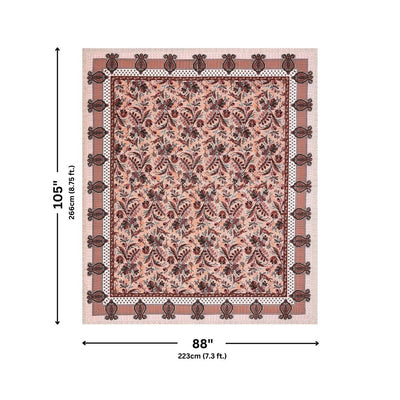 Royal Fern Scroll Peach Rust Double Bedsheet Pure Cotton