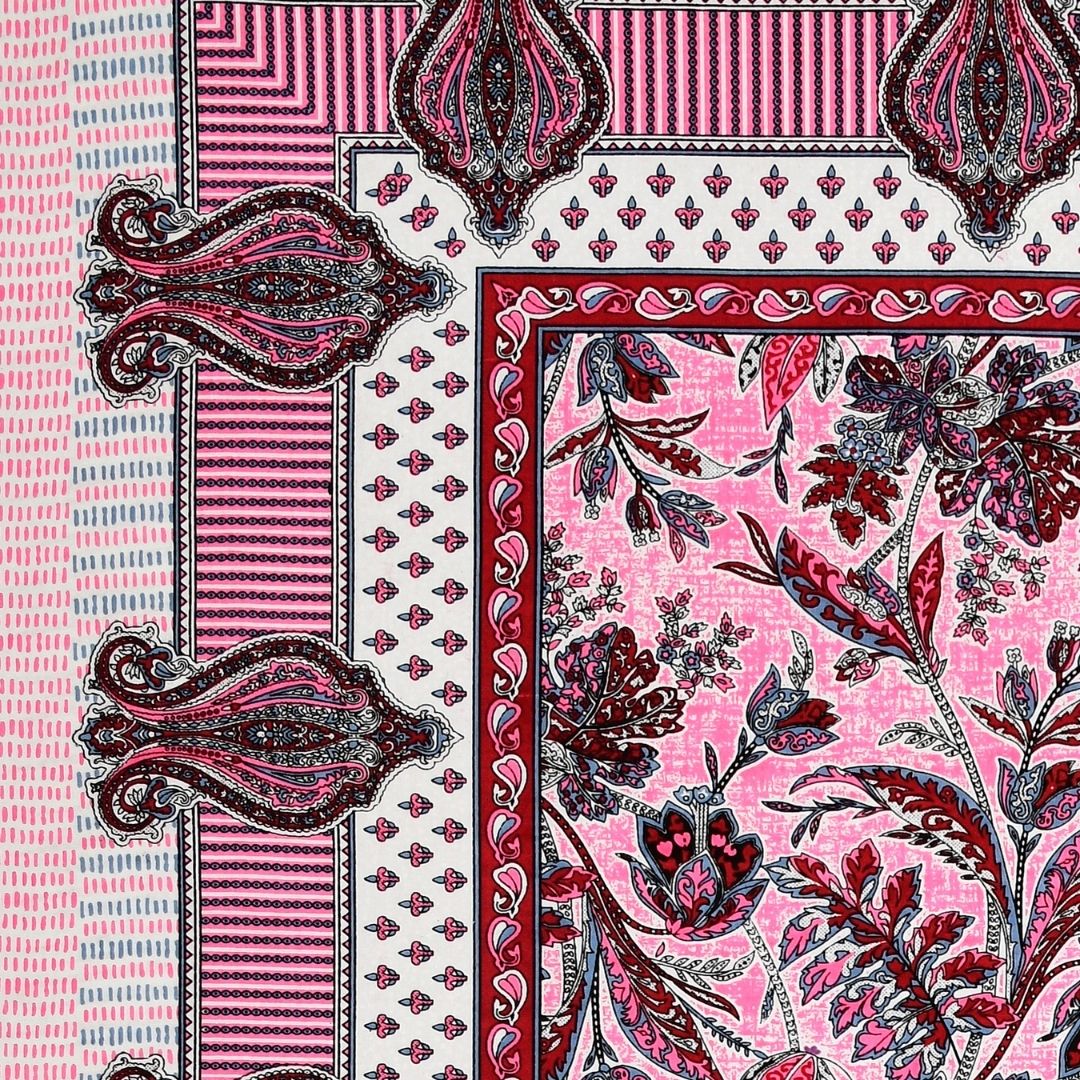 Royal Fern Scroll Rose Purple Double Bedsheet Pure Cotton