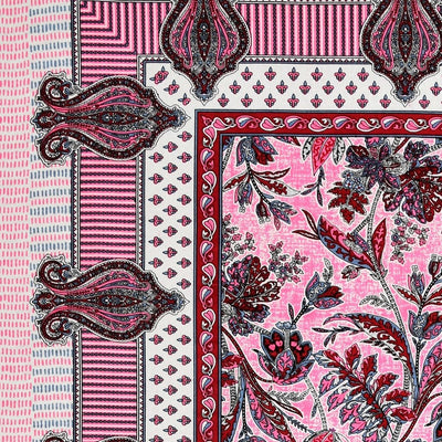 Royal Fern Scroll Rose Purple Double Bedsheet Pure Cotton