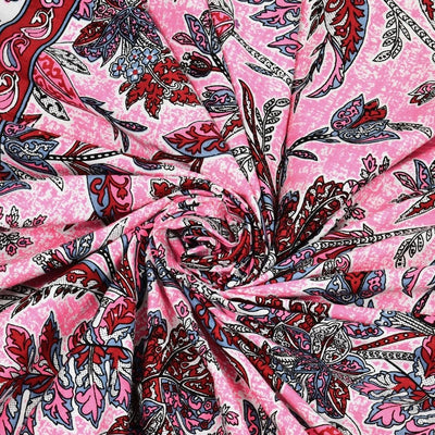 Royal Fern Scroll Rose Purple Double Bedsheet Pure Cotton