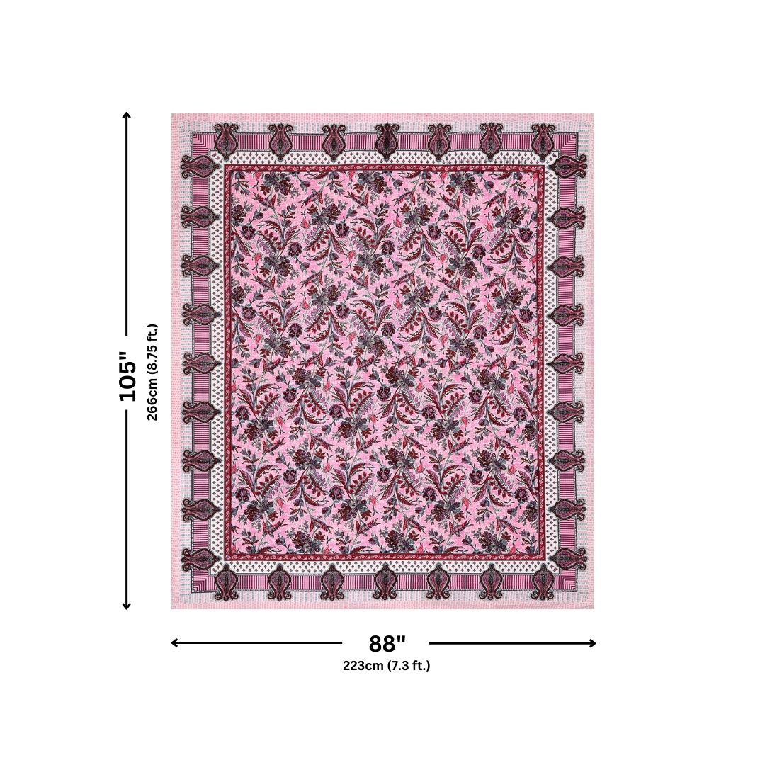 Royal Fern Scroll Rose Purple Double Bedsheet Pure Cotton