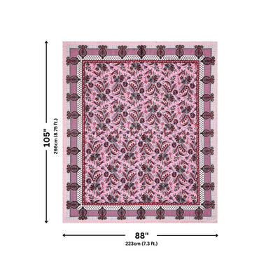 Royal Fern Scroll Rose Purple Double Bedsheet Pure Cotton