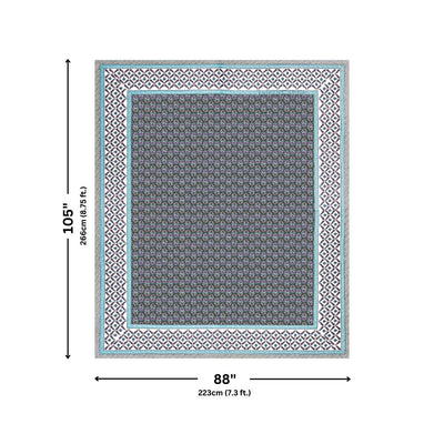 Classic Sanganeri Buti Charcoal Grey Double Bedsheet Pure Cotton