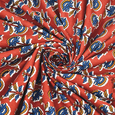 Classic Sanganeri Buti Scarlet Red Double Bedsheet Pure Cotton