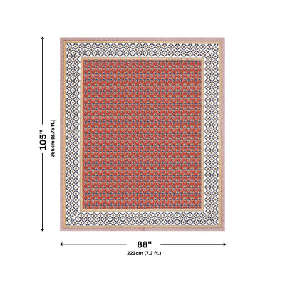 Classic Sanganeri Buti Scarlet Red Double Bedsheet Pure Cotton