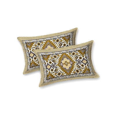 Geometric Ikat Mosaic Mustard Gold Double Bedsheet Pure Cotton
