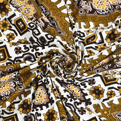 Geometric Ikat Mosaic Mustard Gold Double Bedsheet Pure Cotton