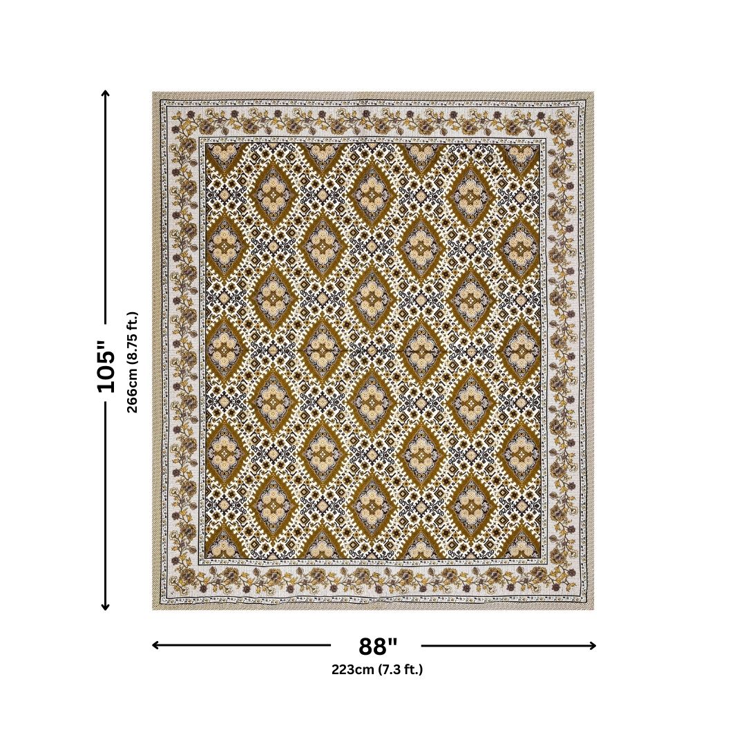 Geometric Ikat Mosaic Mustard Gold Double Bedsheet Pure Cotton