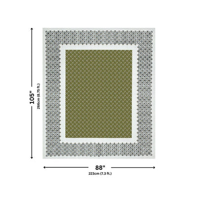 Regal Geometric Border Olive Green Double Bedsheet Pure Cotton